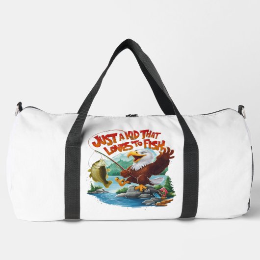 Majestic Bald Eagle With Fresh Fish on Rocky Perch Plunjezak (Voorkant)