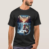 Majestic Bass springen over waterval bij zonsonder T-shirt (Voorkant)