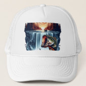 Majestic Bass springen over waterval bij zonsonder Trucker Pet (Voorkant)