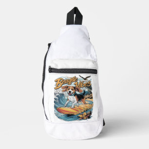 Majestic Beagle verovert de golf surfen Sling Bag