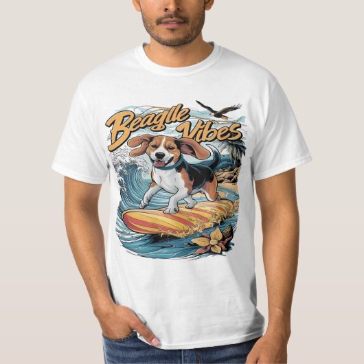 Majestic Beagle verovert de golf surfen T-shirt (Voorkant)