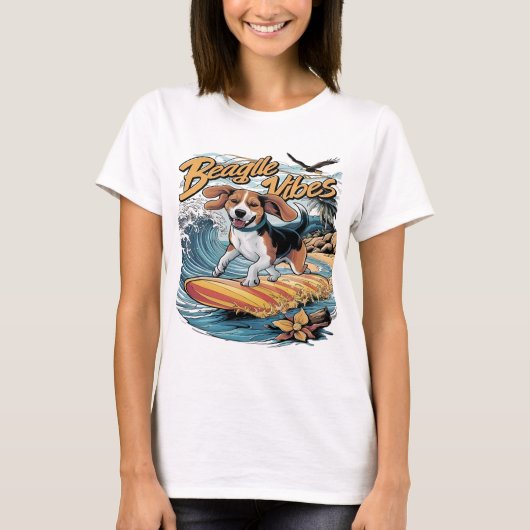 Majestic Beagle verovert de golf surfen T-shirt (Voorkant)