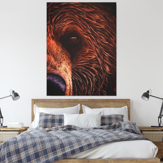 Majestic Bear Portrait Art – Close-Up Wild Animal Canvas Afdruk (Insitu (Slaapkamer))