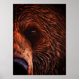 Majestic Bear Portrait Art – Close-Up Wild Animal Poster