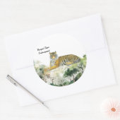 Majestic Bedreigde Bengaalse Tijger Handbeschilder Ronde Sticker (Envelop)
