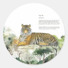 Majestic Bedreigde Bengaalse Tijger Handbeschilder Ronde Sticker