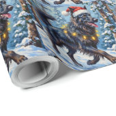 Majestic Belgian Shepherd Snow Forest Christmas Cadeaupapier (Rol Hoek)