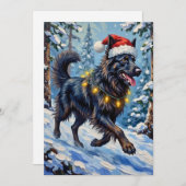 Majestic Belgian Shepherd Snow Forest Christmas Feestdagenkaart (Voorkant / Achterkant)
