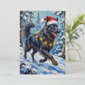 Majestic Belgian Shepherd Snow Forest Christmas Feestdagenkaart (Staand voorkant)