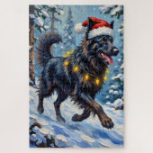 Majestic Belgian Shepherd Snow Forest Christmas Legpuzzel (Verticaal)