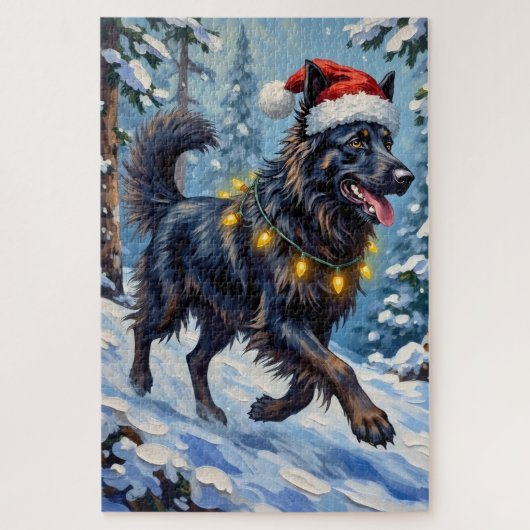 Majestic Belgian Shepherd Snow Forest Christmas Legpuzzel (Verticaal)