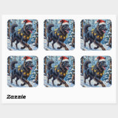 Majestic Belgian Shepherd Snow Forest Christmas Vierkante Sticker (Vel)
