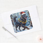 Majestic Belgian Shepherd Snow Forest Christmas Vierkante Sticker (Envelop)