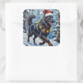 Majestic Belgian Shepherd Snow Forest Christmas Vierkante Sticker (Tas)