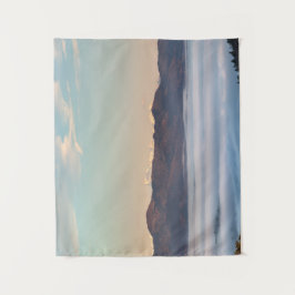 Majestic berg Triglav met mist in valley Wandkleed