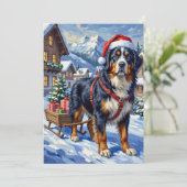 Majestic Bernese Mountain Dog Alpine Christmas Feestdagenkaart (Staand voorkant)