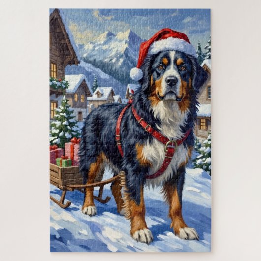 Majestic Bernese Mountain Dog Alpine Christmas Legpuzzel (Verticaal)