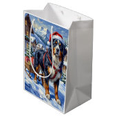 Majestic Bernese Mountain Dog Alpine Christmas Medium Cadeauzakje (Achterkant Gekanteld)