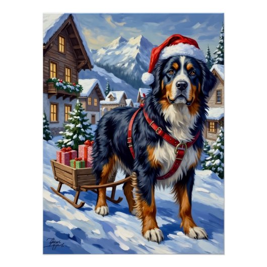 Majestic Bernese Mountain Dog Alpine Christmas Perfect Poster (Voorkant)