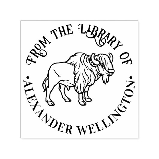 Majestic Bison Buffalo #6 Bibliotheek Boeknaam Zelfinktende Stempel (Design)