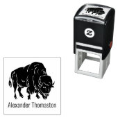 Majestic Bison Buffalo Silhouette Naam Zelfinktende Stempel (In situ)