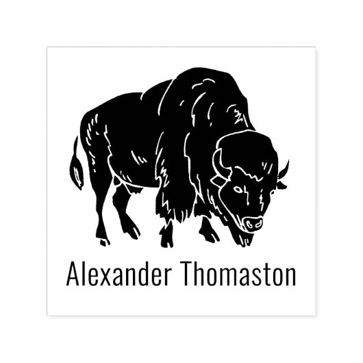 Majestic Bison Buffalo Silhouette Naam Zelfinktende Stempel (Design)