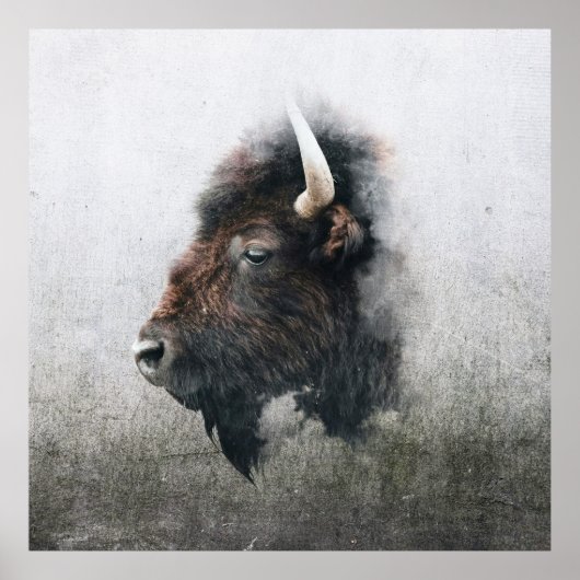 Majestic Bison Portrait Poster (Voorkant)