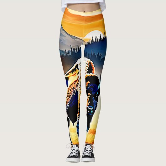 Majestic Bison Sunset Leggings (Voorkant)