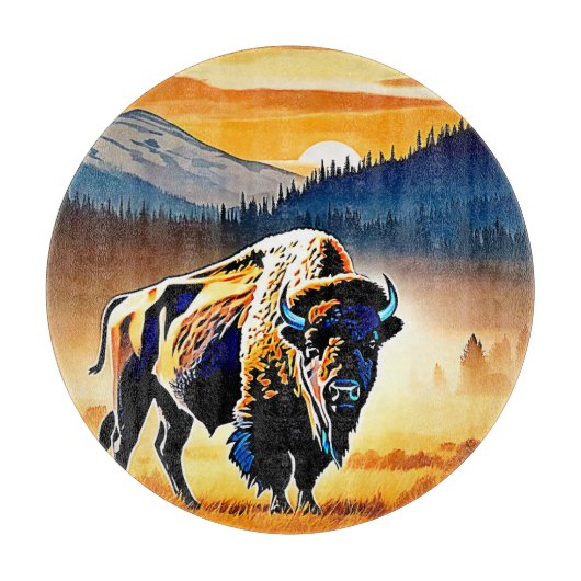 Majestic Bison Sunset Snijplank (Voorkant)