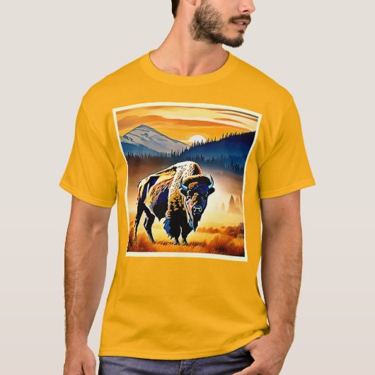 Majestic Bison Sunset T-shirt (Voorkant)