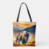 Majestic Bison Sunset Tote Bag (Achterkant)