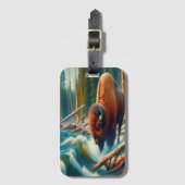 Majestic Bison Wading Bagagelabel (Voorkant (verticaal))
