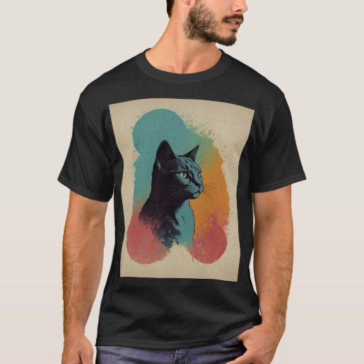 Majestic Black Cat Vibrant Artistic Design.t-shirt T-shirt (Voorkant)