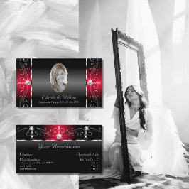 Majestic Black en Red Squiggled Jewels met foto Visitekaartje