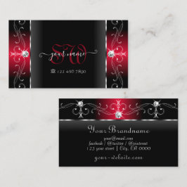 Majestic Black en Red Squiggled Jewels Monogram Visitekaartje