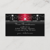 Majestic Black en Red Squiggled Jewels Monogram Visitekaartje (Achterkant)