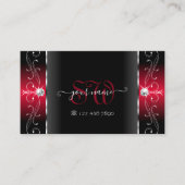Majestic Black en Red Squiggled Jewels Monogram Visitekaartje (Voorkant)