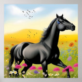 Majestic Black Horse Poster (Voorkant)