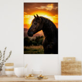 Majestic Black Horse Sunset Poster | Elegant Weste (Keuken)