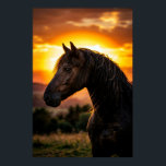 Majestic Black Horse Sunset Poster | Elegant Weste<br><div class="desc">Add depth and warmth to your home with this majestic black horse sunset poster, created for lovers of equine beauty, western charm, and dramatic wall decor. The striking horse portrait and glowing sunset tones make this artwork a beautiful fit for living rooms, bedrooms, offices, studios, and rustic-inspired interiors. ...</div>