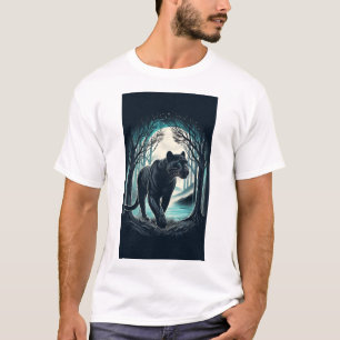 Majestic Black Panther – Misty Forest wandeling T-shirt