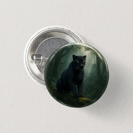 Majestic Black Panther Oerwoud 3D Button met diepg (Voorkant /achterkant)