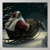 Majestic Black Santa's Magical Sleigh Ride Poster (Voorkant)