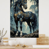 Majestic Black Stallion Forest Wall Art Poster (Keuken)