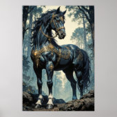 Majestic Black Stallion Forest Wall Art Poster (Voorkant)