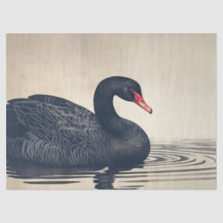 Majestic Black Swan Decoupage Vogelprint Tissuepapier