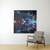 Majestic Blauw-Roze Leeuw Fantasy Wandkleed (In Situ (horizontaal))