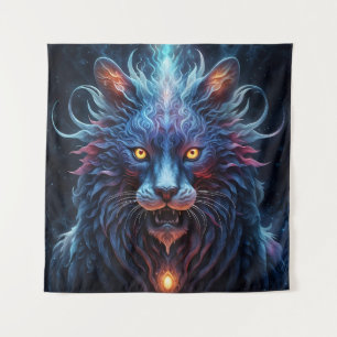 Majestic Blauw-Roze Leeuw Fantasy Wandkleed