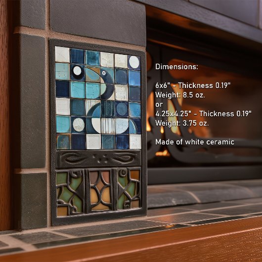 Majestic Blauwe Heron Mozaïek Faux Relief Tegeltje