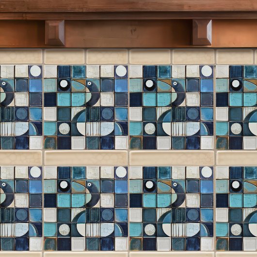 Majestic Blauwe Heron Mozaïek Faux Relief Tegeltje